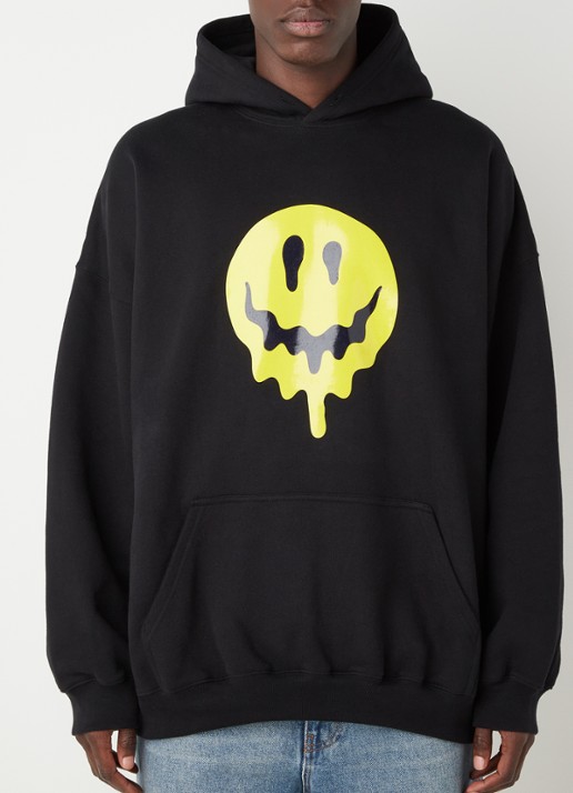 Balenciaga Oversized hoodie met front- en backprint - detail zwart