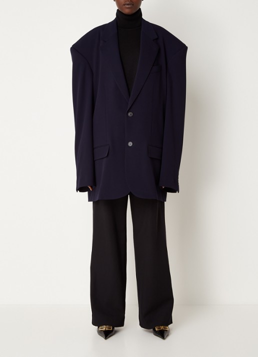 Balenciaga Oversized mantel van wol met schoudervulling   - voorkant 2 blauw
