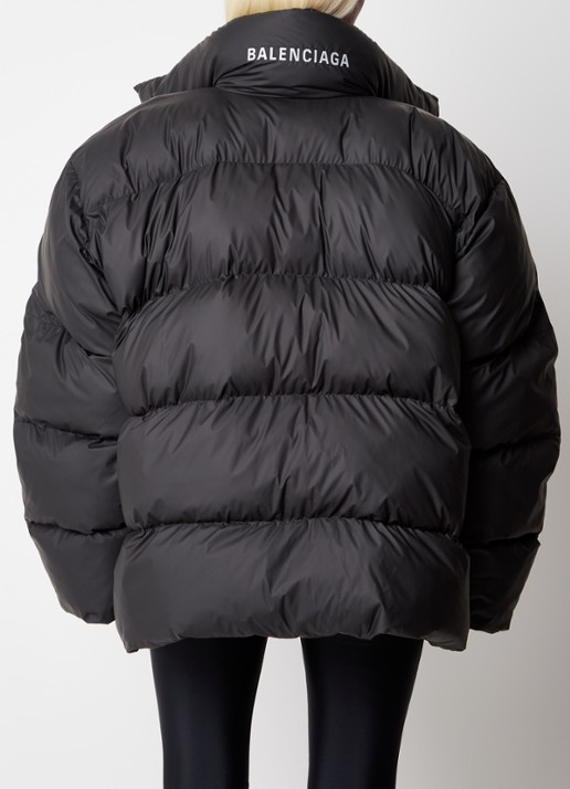 Balenciaga  Oversized puffer jack met opbergbare capuchon en logoborduring - achterkant 6 zwart