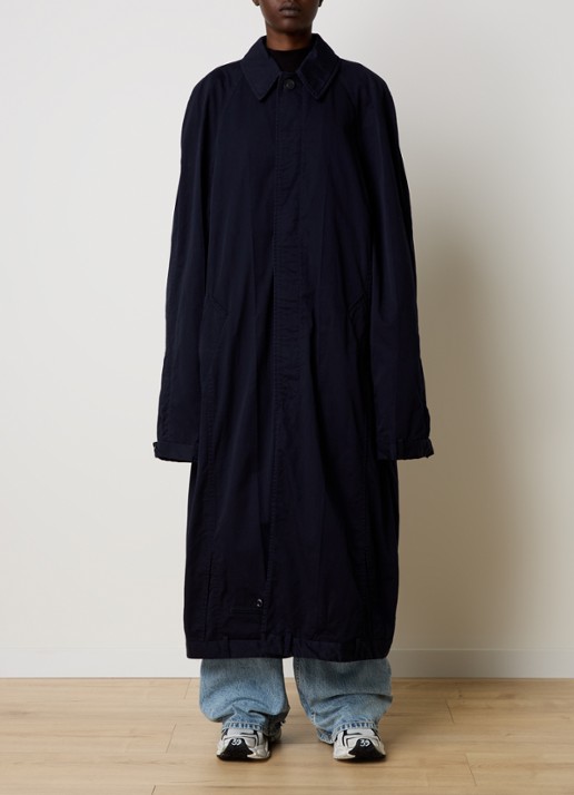 Balenciaga Oversized trenchcoat met steekzakken en ceintuur - voorkant 6 donkerblauw