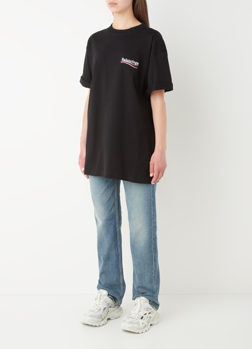 Balenciaga Political Campaign T-shirt met logo- en backprint - voorkant 3 zwart