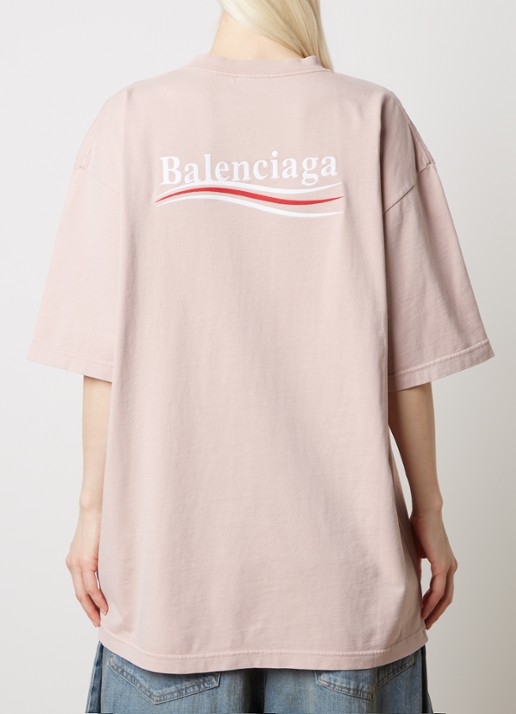 Balenciaga Political Campaign T-shirt met logo- en backprint - detail 4 roze