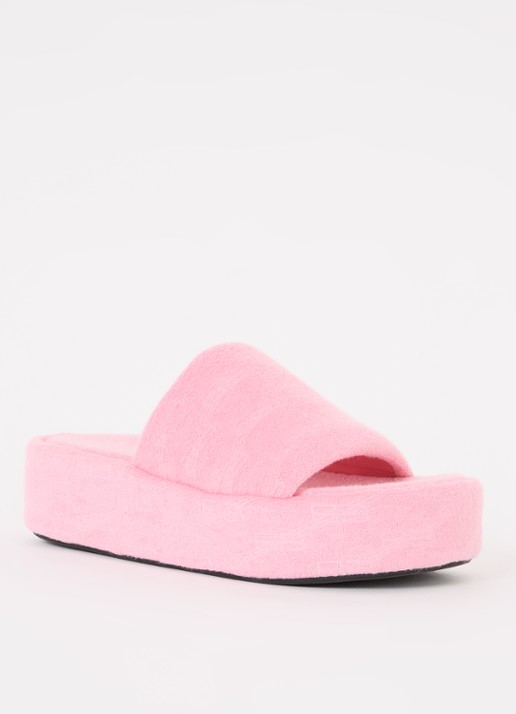 Balenciaga Rise slipper met logo - voorkant roze