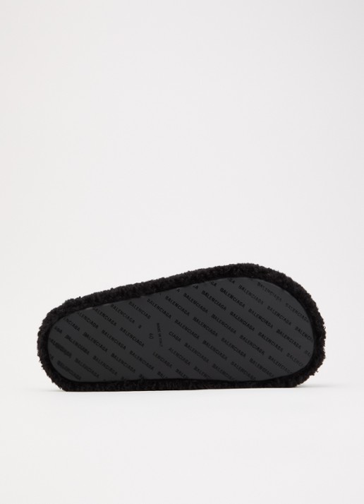 Balenciaga Slipper van teddy met logoborduring - detail 5 zwart