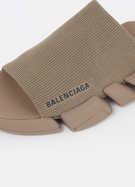 Balenciaga Speed 2.0 slipper met gebreid bovenwerk - detail 6 khaki