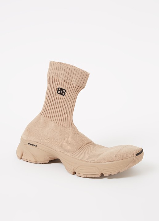 Balenciaga Speed 3.0 Trainer met gebreid bovenwerk - voorkant beige