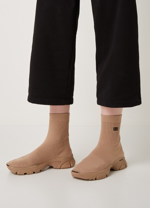 Balenciaga Speed 3.0 Trainer met gebreid bovenwerk - voorkant 2 beige