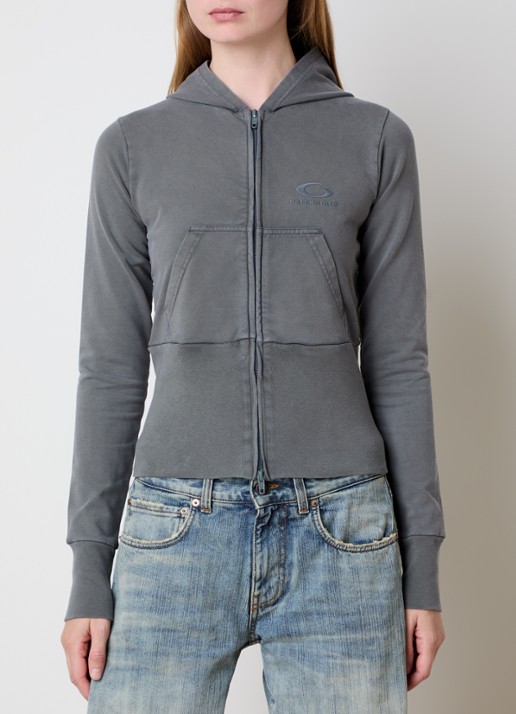 Balenciaga Sweatvest met steekzakken en logoborduring - detail middengrijs