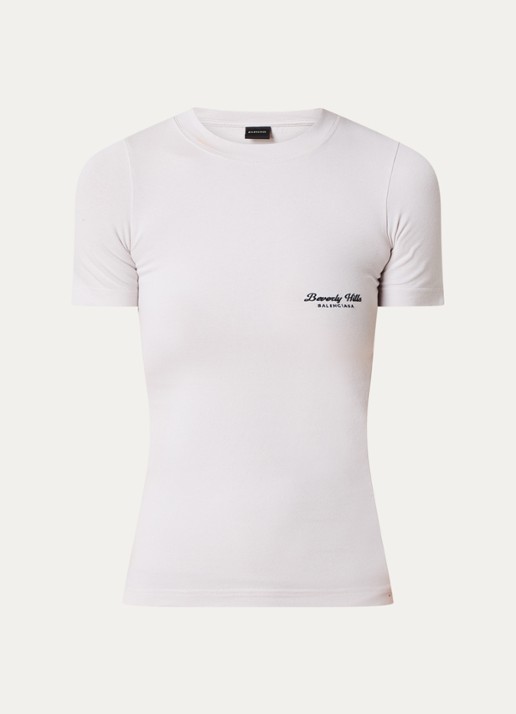 Balenciaga T-shirt met logoprint - voorkant 4 lichtgrijs