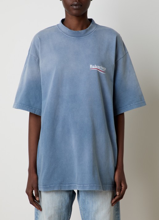 Balenciaga T-shirt met logoprint - achterkant 6 blauw