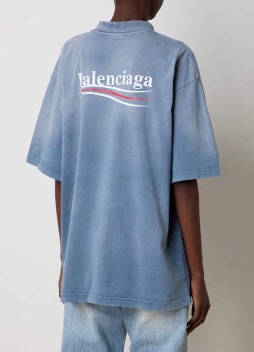 Balenciaga T-shirt met logoprint - detail 4 blauw