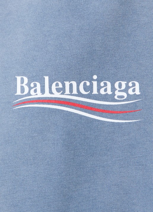 Balenciaga T-shirt met logoprint - detail 5 blauw