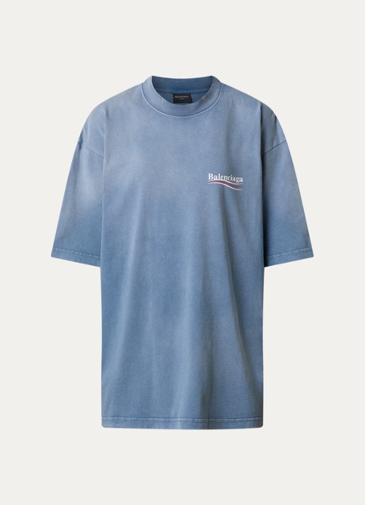 Balenciaga T-shirt met logoprint - voorkant blauw
