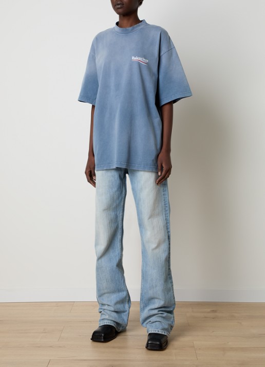 Balenciaga T-shirt met logoprint - voorkant 2 blauw