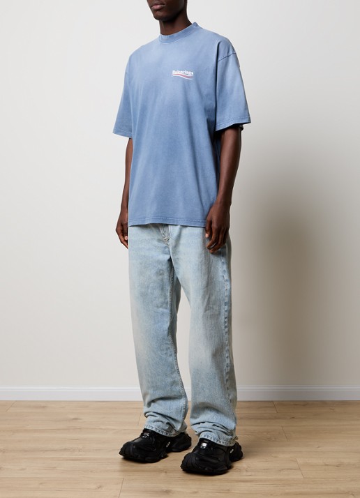 Balenciaga T-shirt met logoprint - voorkant 3 blauw