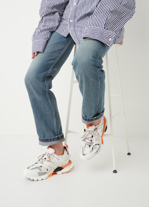 Balenciaga Track sneaker met mesh detalis - voorkant 2 oranje