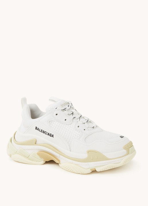 Balenciaga Triple S sneaker met mesh details - voorkant wit