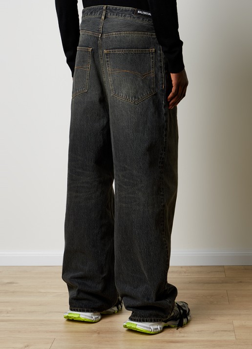 Balenciaga Wide leg jeans met donkere wassing - achterkant indigo