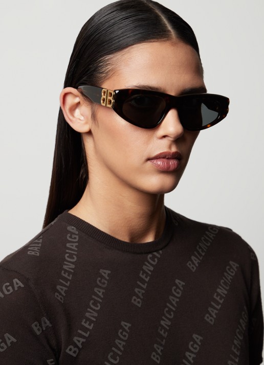 Balenciaga Zonnebril BB0095S  - voorkant 2 donkerbruin