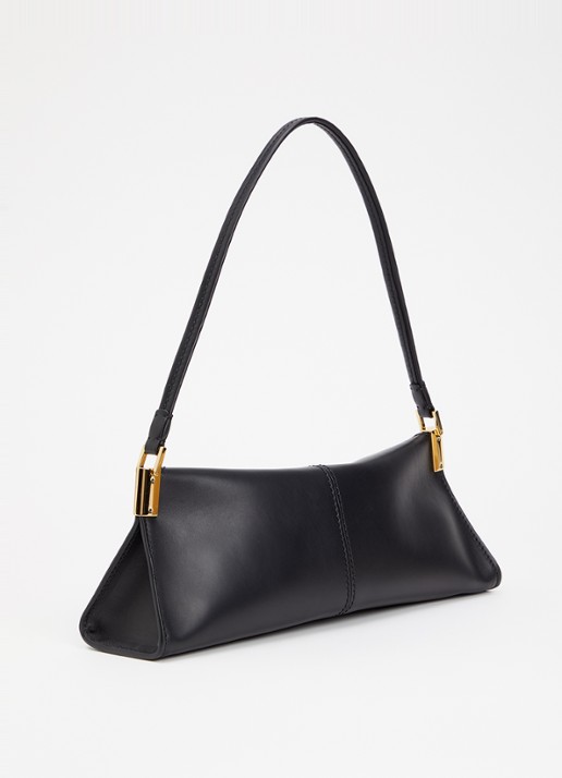 BALMAIN Baguette schoudertas van kalfsleer - achterkant 6 zwart