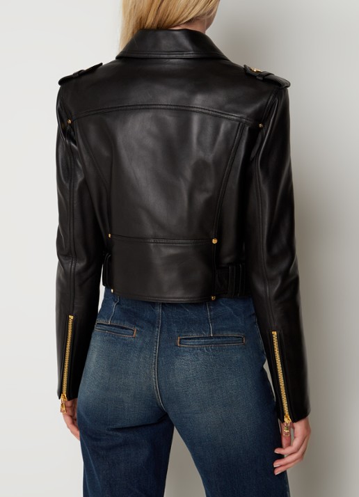 Balmain Bikerjack van kalfsleer met ritszakken - achterkant zwart