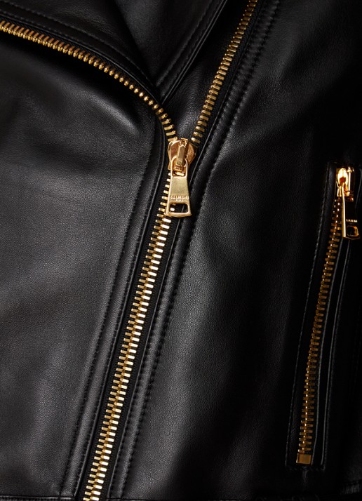Balmain Bikerjack van kalfsleer met ritszakken - detail 5 zwart