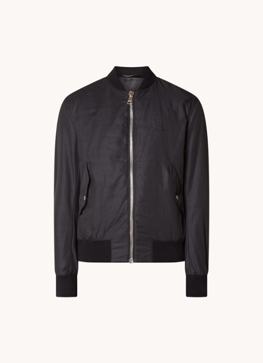 Balmain Bomberjack met logo- en backprint - voorkant 2 zwart