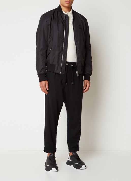 Balmain Bomberjack met logo- en backprint - voorkant 3 zwart