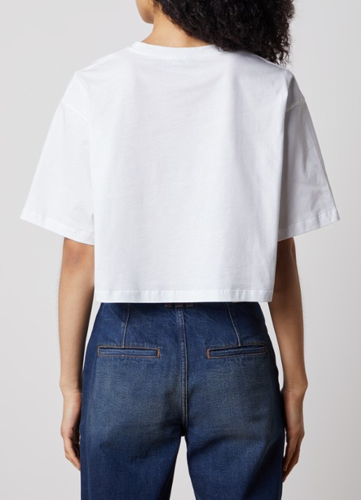 Balmain Cropped T-shirt met logoprint - achterkant 3 wit