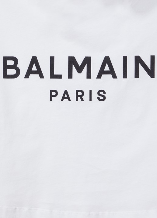 Balmain Cropped T-shirt met logoprint - detail 2 wit