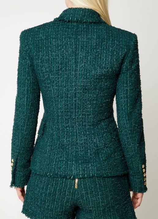 Balmain Double-breasted blazer van tweed en sierknopen - achterkant 3 bronsgroen