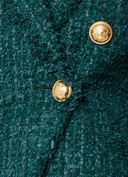 Balmain Double-breasted blazer van tweed en sierknopen - detail 2 bronsgroen