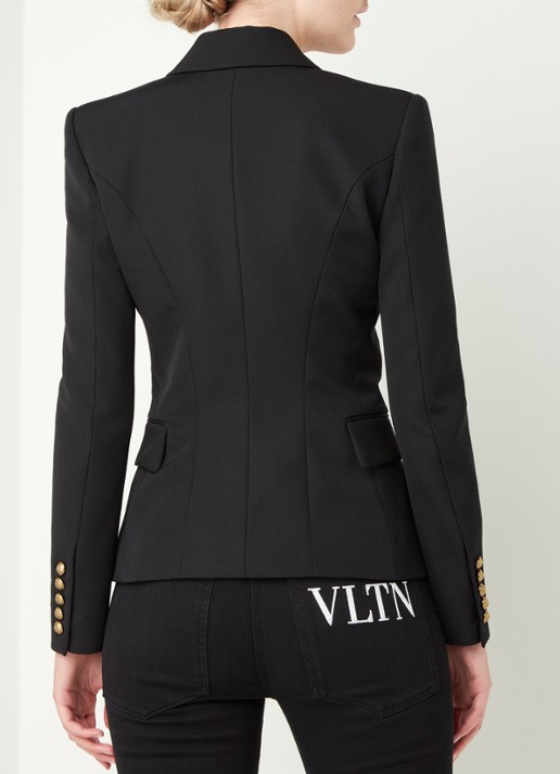Balmain Double-breasted blazer van wol met sierknopen - achterkant 4 zwart