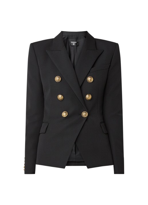 Balmain Double-breasted blazer van wol met sierknopen - voorkant 2 zwart