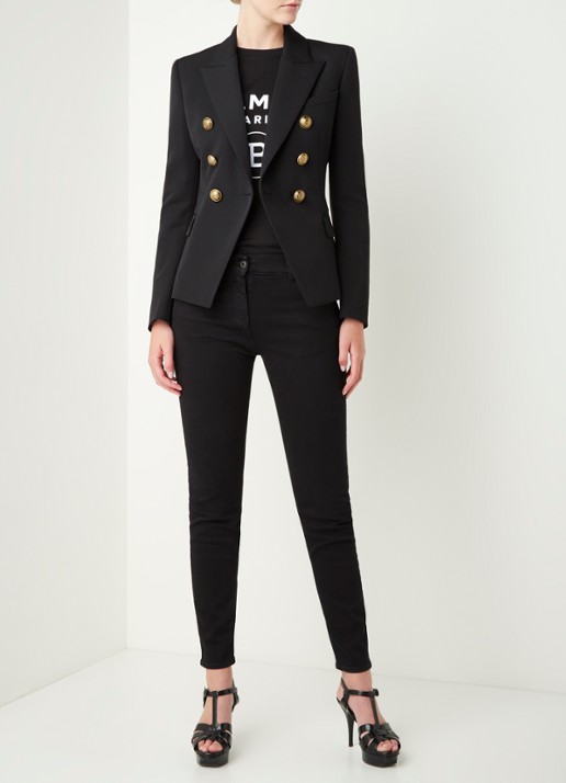 Balmain Double-breasted blazer van wol met sierknopen - voorkant 3 zwart