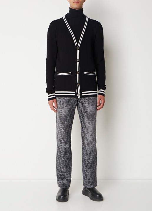 Balmain Fijngebreid vest in wolblend  - voorkant 5 zwart