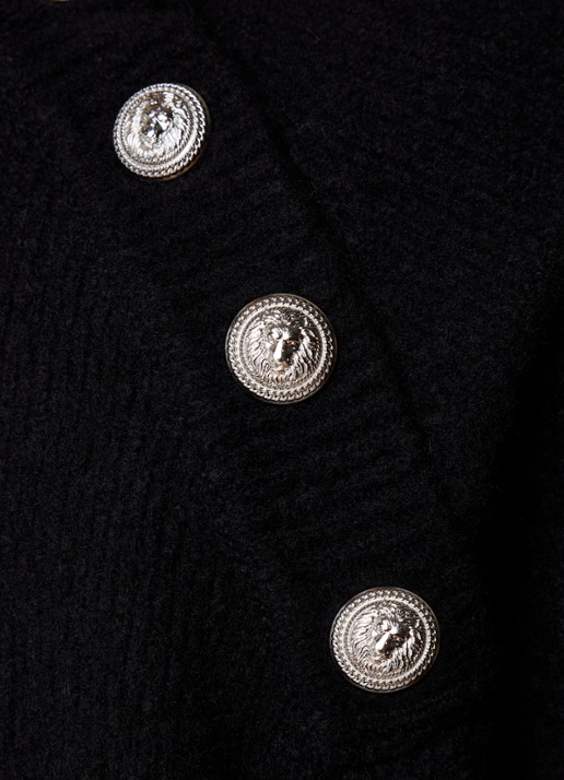 Balmain Grofgebreid pullover in kasjmierblend met sierknopen - detail 4 zwart