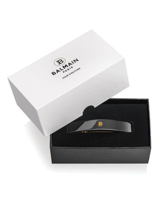 Balmain Hair Cellulose Acetate haarclip medium  - voorkant 2 zwart