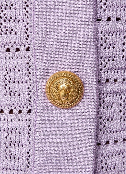 Balmain Kabelgebreid cropped vest met opengewerkt dessin - detail 3 lavendel