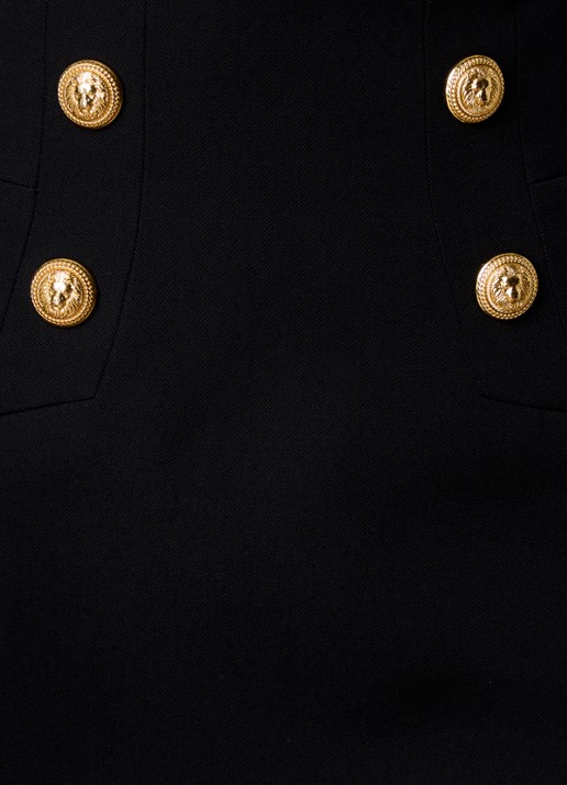 Balmain Minirok van scheerwol met sierknopen - detail 5 zwart