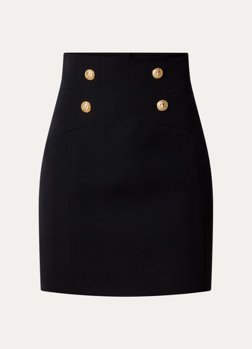 Balmain Minirok van scheerwol met sierknopen