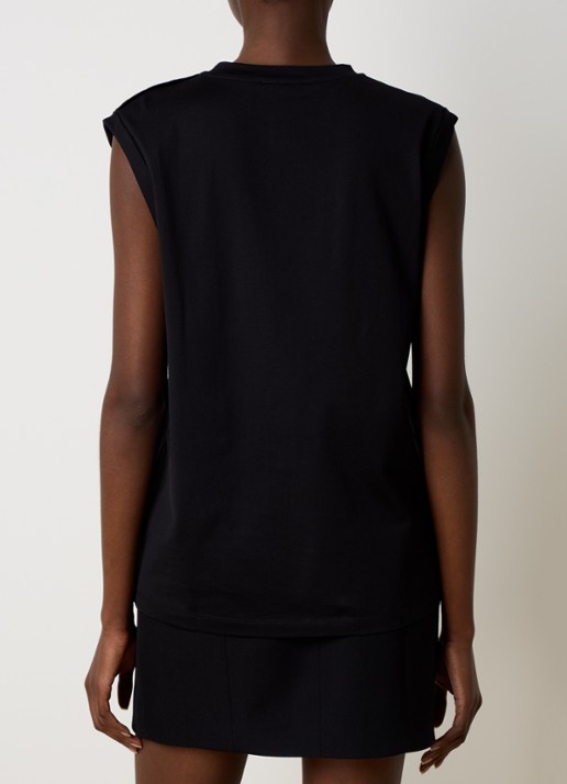 Balmain Mouwloze top met sierknopen en logoprint - achterkant zwart