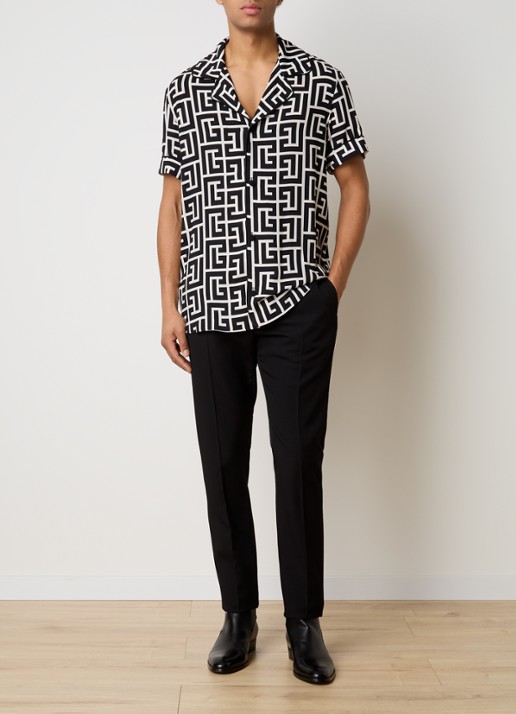 Balmain Overhemd met logoprint - voorkant 2 zwart