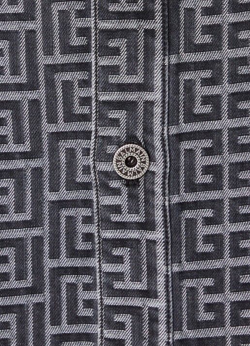 Balmain Regular fit overshirt van denim met logoprint - detail 4 zwart