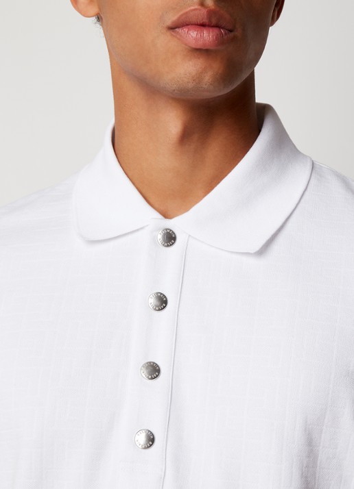 Balmain Regular fit polo van pique katoen met ingebreid logoprint - detail 4 wit