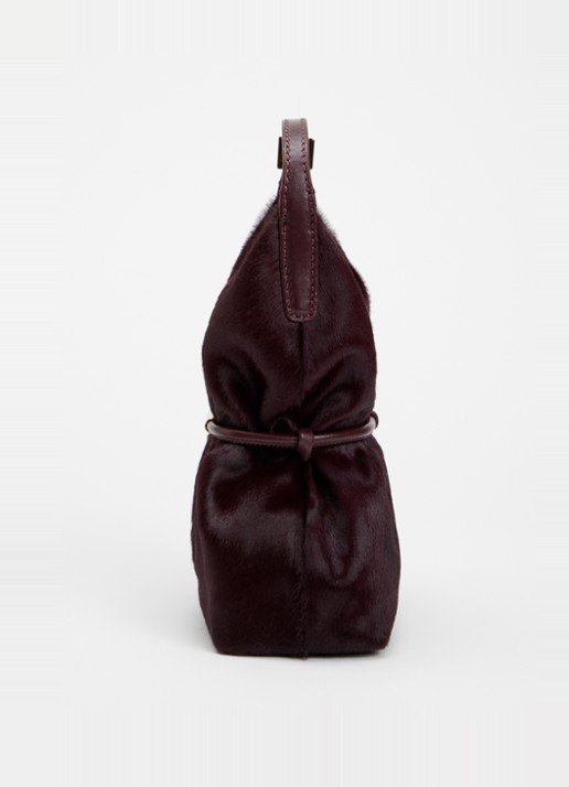 BALMAIN Sphynx Mini handtas van kalfsleer met ponyhair en afneembare schouderriem - detail 2 bordeauxrood