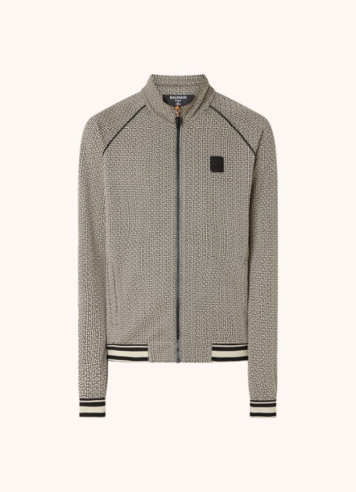 Balmain Sweatvest met logoprint - voorkant 4 donkerbeige
