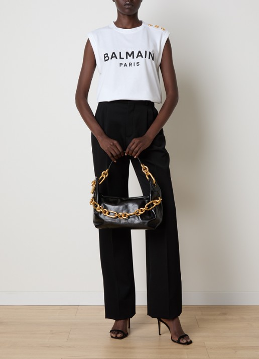 Balmain Sync schoudertas van kalfsleer - voorkant 3 zwart