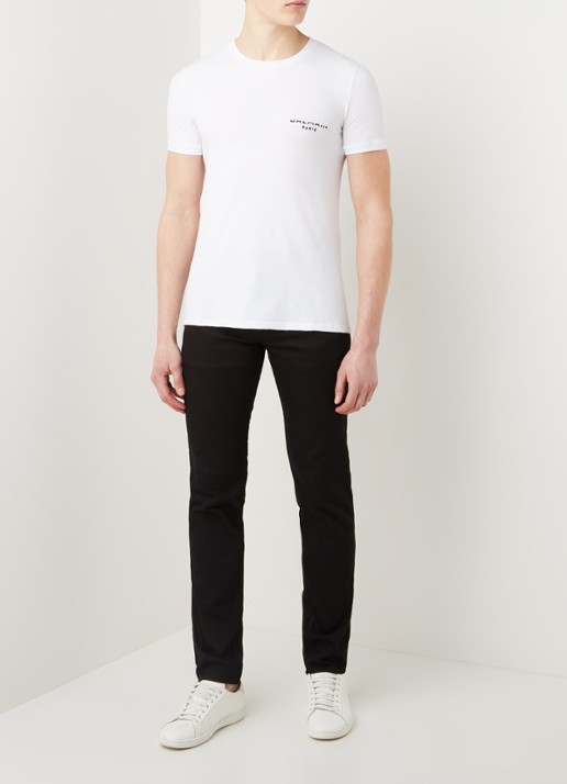 Balmain T-shirt met logoborduring - voorkant 3 wit