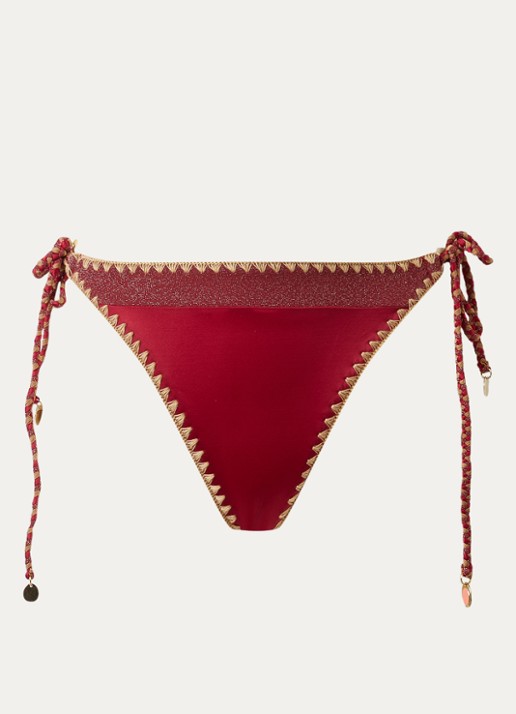 Banana Moon Blika Nazca bikinislip met geknoopt detail en lurex - voorkant 2 steenrood